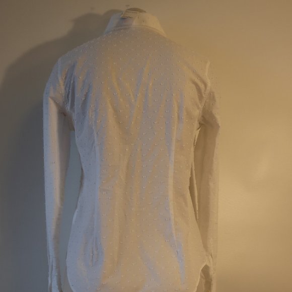 NWT Womens Shari's Place Spmar White French Knot Dot Button Shirt Top 42 US/M * - Picture 7 of 10
